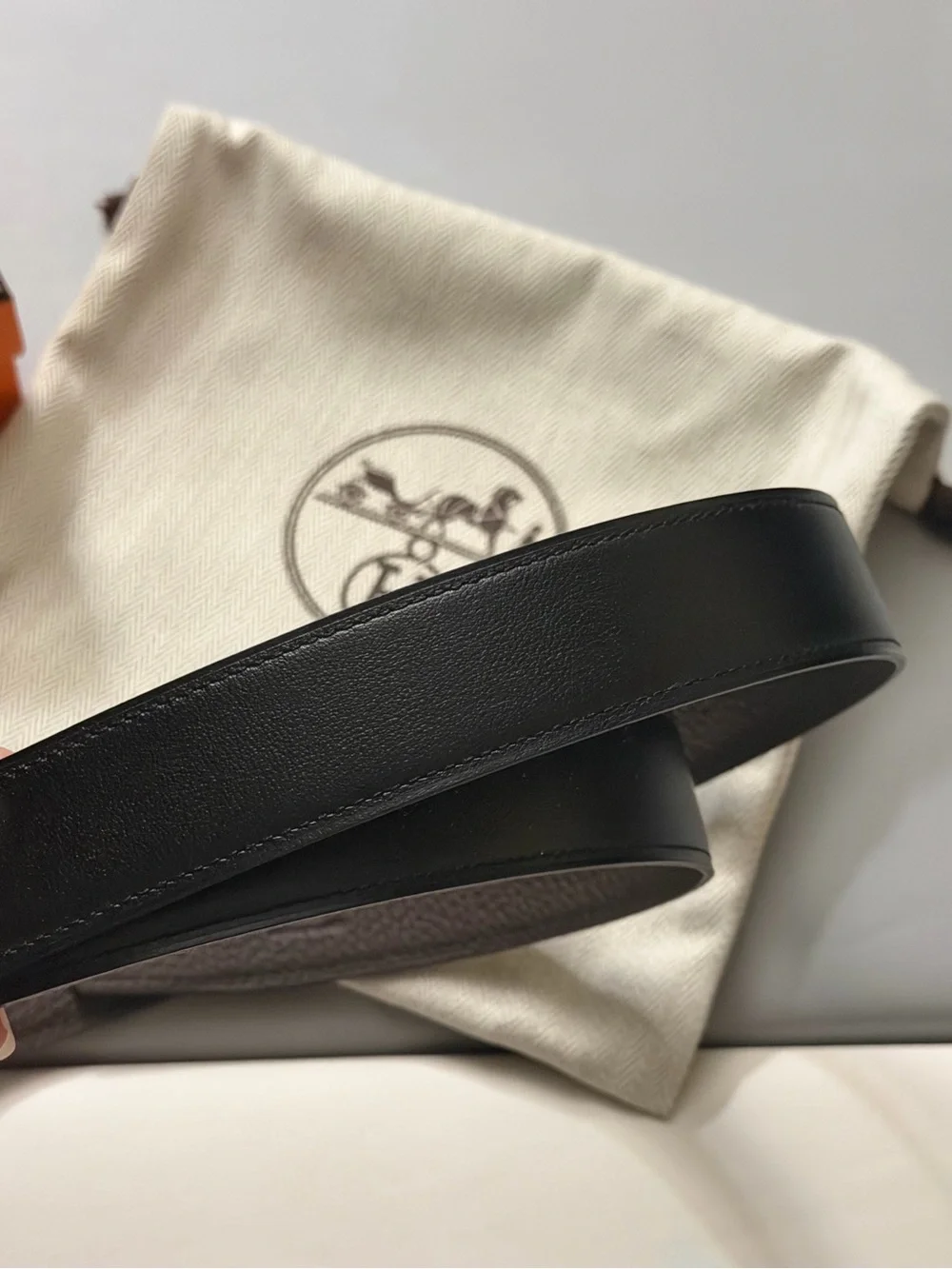 *Giftable* Hermes Black Chocolate Reversible Leather Belt with Silver H Buckle